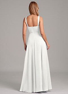 Azazie Shaude Bridesmaid Dresses White A-Line Pleated Chiffon Dress image2