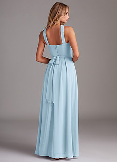 Azazie Dixie Bridesmaid Dresses Sky Blue A-Line Halter Pleated Chiffon Dress image2
