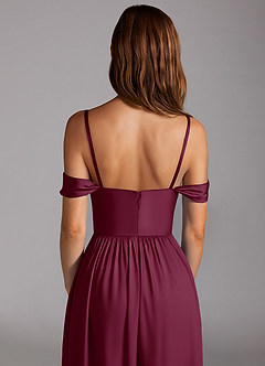 Azazie Calianna Bridesmaid Dresses Mulberry A-Line Off the Shoulder Stretch Satin Convertible Dress image5