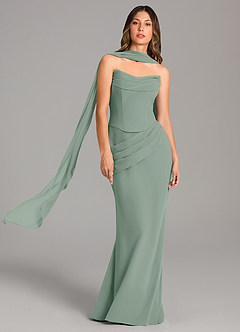 Azazie Sorrel Bridesmaid Dresses Silver Sage Mermaid Corset Chiffon Dress image1