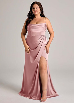 Azazie Johana Bridesmaid Dresses Dusty Rose Mermaid Off the Shoulder Stretch Satin Convertible Dress image15