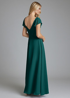 Azazie Omari Bridesmaid Dresses Peacock A-Line Chiffon Dress image2