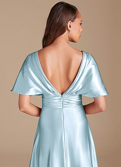 Azazie Pamela Bridesmaid Dresses Sky Blue A-Line Pleated Metallic Satin Dress image7