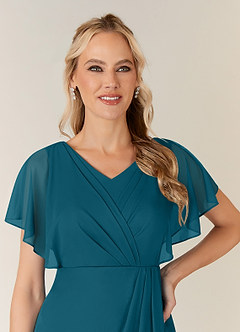Azazie Waverly Kleider für die Brautmutter Etui Plissee Gittergewebe Kleid Tintenblau image6