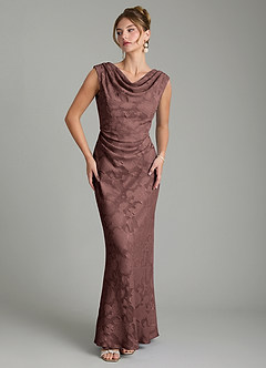 Azazie Kieryn Brautjungfernkleider Meerjungfrau-Linie Plissee Blumen-Burnout Kleid Espresso image5