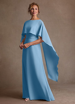 Azazie Marilla 신부의 어머니 드레스 A라인 주름진 쉬폰 플로어 길이 드레스 image5