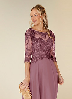 Azazie Monza Abiti per la Madre della Sposa Abito A-Line in Chiffon Pizzo Vintage Malva image6