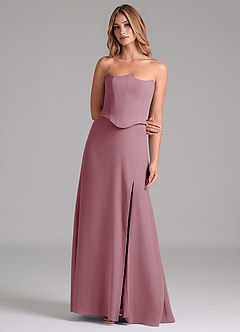Azazie Jenilyn Bridesmaid Dresses Vintage Mauve A-Line Strapless Chiffon Dress image4