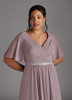 Azazie Tricia Mother of the Bride Dresses Dusk A-Line V-Neck Pleated Chiffon Dress image9