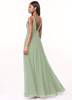 Azazie Maren Bridesmaid Dresses Dusty Sage A-Line Pleated Chiffon Dress image4