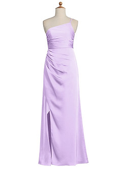 Azazie Eren Junior Lilac Sheath Pleated Stretch Satin Dress image8