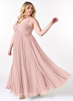 Azazie Raychelle Vestidos de madrinha de casamento Vestido Pó Rosa de Chiffon de Linha A com Plissado image10