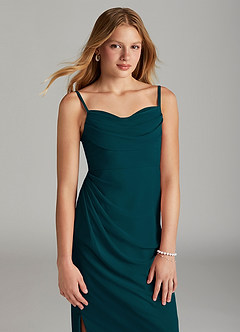 Azazie Mai Junior Pine Sheath Pleated Chiffon Dress image5