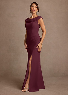Azazie Irvine Kleider für die Brautmutter A-Linie Plissee Chiffon Kleid Cabernetrot image4