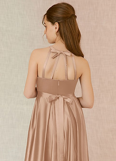 Azazie Arianthe Junior English Rose A-Line with Pockets Stretch Satin Dress image7