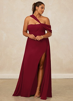 Christian Siriano Bridal for Azazie 1014 Brautjungfernkleider A-Linie Schulterfrei Chiffon Kleid Burgunderrot image13