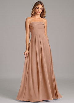 Azazie Lucienne Brudtärnklänningar Klänning av A-Linje i Chiffong Axelbandslös Champagne Ros Konvertibel image3