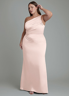 Azazie Akilah Brudtärnklänningar Klänning av Sjöjungfru i Stretch Satin One-shoulder Rodnande Rosa image10
