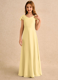 Azazie Nari Girls Formal Flower Girl Klänningar Klänning A-Line i Chiffong med ärmar image5