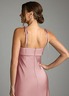 Azazie Ellia Brautjungfernkleider Etui Schleifen Stretch-Satin Kleid Altrosa image6