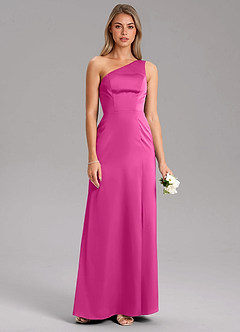 Azazie Phaedra Jurken voor bruidsmeisjes Jurk van Stretch Satijn met A-Lijn One-Shoulder Fuchsia image7