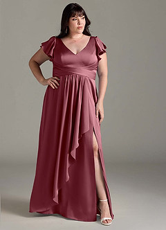 Azazie Omari Bridesmaid Dresses Desert Rose A-Line Stretch Satin Dress image10