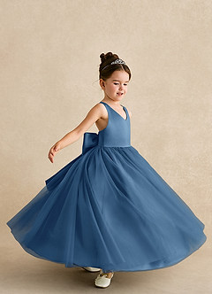 Azazie Peanut Flower Girl Dresses Twilight A-Line Strap Tulle Dress image5