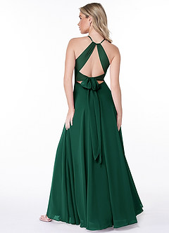 Azazie Evalleen Bridesmaid Dresses Emerald A-Line Pleated Chiffon Dress image4