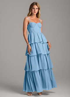 Azazie Alanna Bridesmaid Dresses Steel Blue A-Line Sweetheart Neckline Chiffon Dress image1