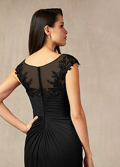 Azazie Oliniana Mother of the Bride Dresses Black Mermaid Lace Mesh Dress image4