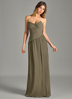 Azazie Becka Bridesmaid Dresses Willow Green A-Line Strapless Chiffon Dress image4