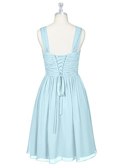 Azazie Angie Bridesmaid Dresses Cloud Blue A-Line Corset Chiffon Dress image8