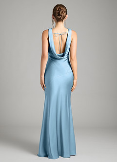 Azazie Rylina Bridesmaid Dresses Steel Blue Mermaid Stretch Satin Dress image3