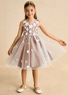 Azazie Junebug Flower Girl Dresses Ivory Bronzer Ball-Gown Lace Tulle Dress image8