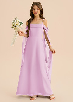 Azazie Moana Junior Linia A Pofałdowany Szyfon Długość podłogi Młodsza druhna Sukienka image4