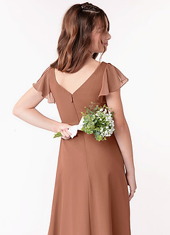 Azazie Omari Junior Bronzer A-Line Ruched Chiffon Dress image4