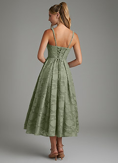 Azazie Isabella Bridesmaid Dresses Pistachio A-Line Corset Floral Burnout Dress image7