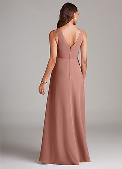 Azazie Nelly Robes de demoiselle d'honneur Robe Trapèze en Mousseline de soie Plissée Rose De Cèdre image5