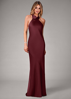 Azazie Velli Brautjungfernkleider Meerjungfrau-Linie Stretch-Satin Kleid Cabernetrot image4