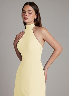 Azazie Myra Robes de demoiselle d'honneur Robe Trapèze en Mousseline de soie Col Haut Sorbet Citron image3