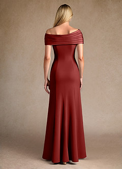 Azazie Pierce Mother of the Bride Dresses Terracotta Mermaid Pleated Stretch Crepe Dress image3