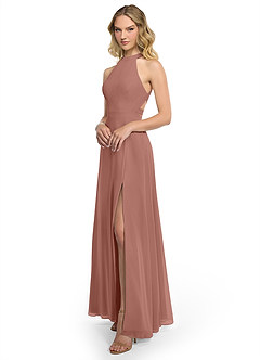 Azazie Clarice Bridesmaid Dresses Cedar Rose A-Line Halter Chiffon Dress image2