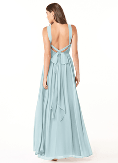 Azazie Dionne Robes de demoiselle d'honneur Robe Trapèze en Mousseline de soie Corset Brume image2