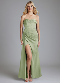 Azazie Amyra Bridesmaid Dresses Dusty Sage Mermaid Off the Shoulder Stretch Satin Convertible Dress image1