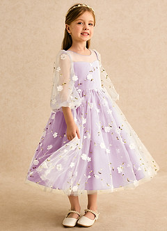 Azazie Elowen Flower Girl Dresses Candy Pink A-Line Sweetheart Neckline Lace Dress image4