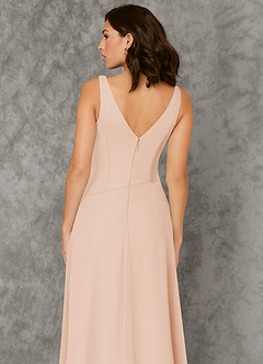 Azazie Kori Robes de demoiselle d'honneur Robe Trapèze en Mousseline de soie Plissée Rose Perle image5