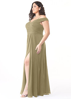 Azazie Audrianna 신부 들러리 드레스 A라인 오프 더 숄더 쉬폰 바닥 길이 드레스 image9