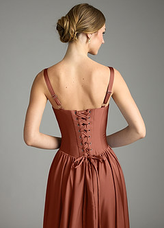 Azazie Evadina Suknie dla druhen Linia A Gorset Satyna elastyczna Do ziemi Sukienka image6