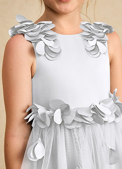 Azazie Atta Flower Girl Dresses White A-Line One Shoulder Tulle Dress image5