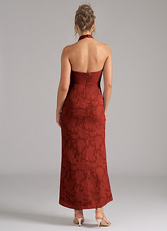 Azazie Marlissa Bridesmaid Dresses Terracotta Sheath Pleated Floral Burnout Dress image2